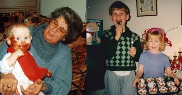 Trying out chocolate fingers and baking with my big brother.